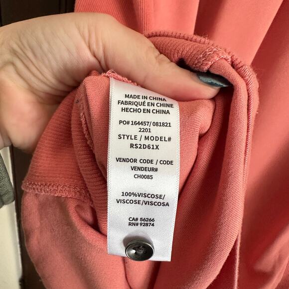 SPLENDID | Coral PInk Tencel Henley Neck Sleeveless Dress Sundress | Size Large - Picture 8 of 8